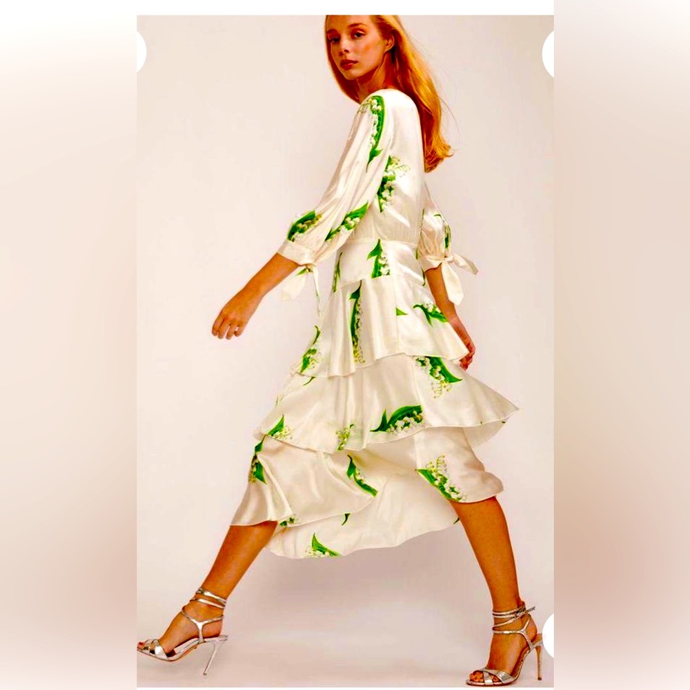 Cynthia Rowley Florence Lily of the Valley Print maxi dress. Size 2
